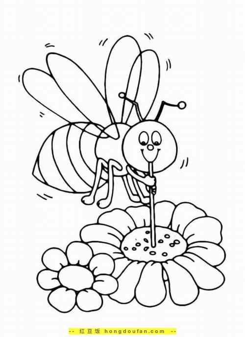 10张可爱的忙碌着的小蜜蜂卡通涂色简笔画免费下载