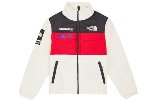 supreme fw18 the north face expedition fleece  jacket white 北面