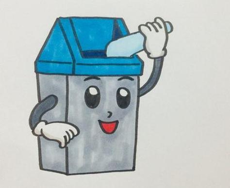 彩色可爱垃圾桶简笔画怎么画垃圾桶简笔画儿童画步骤图解