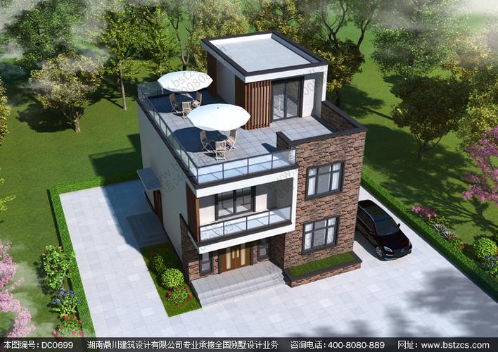 新农村现代三层简约别墅设计图纸及效果图乡村三层平屋顶别墅设计图纸