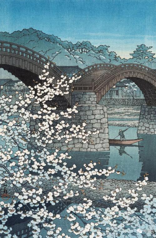 从浮世绘到日本近现代风景版画,往往以幽静淡雅的东方韵味为妙,庭院中