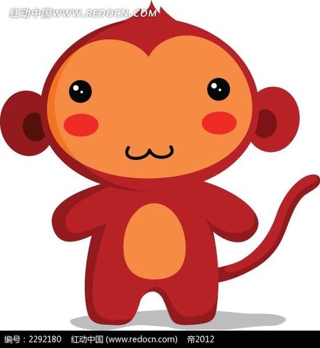 红脸蛋的小猴子韩国矢量人物插画