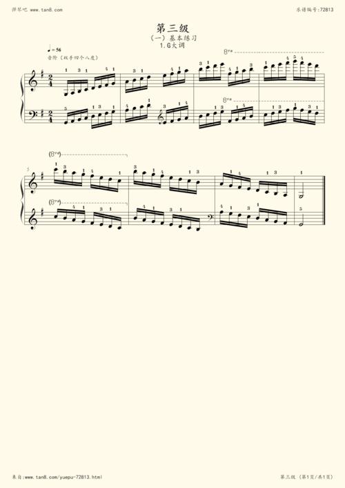【基本练习】g大调音阶 - 中国音乐学院钢琴考级(第三级)2019版
