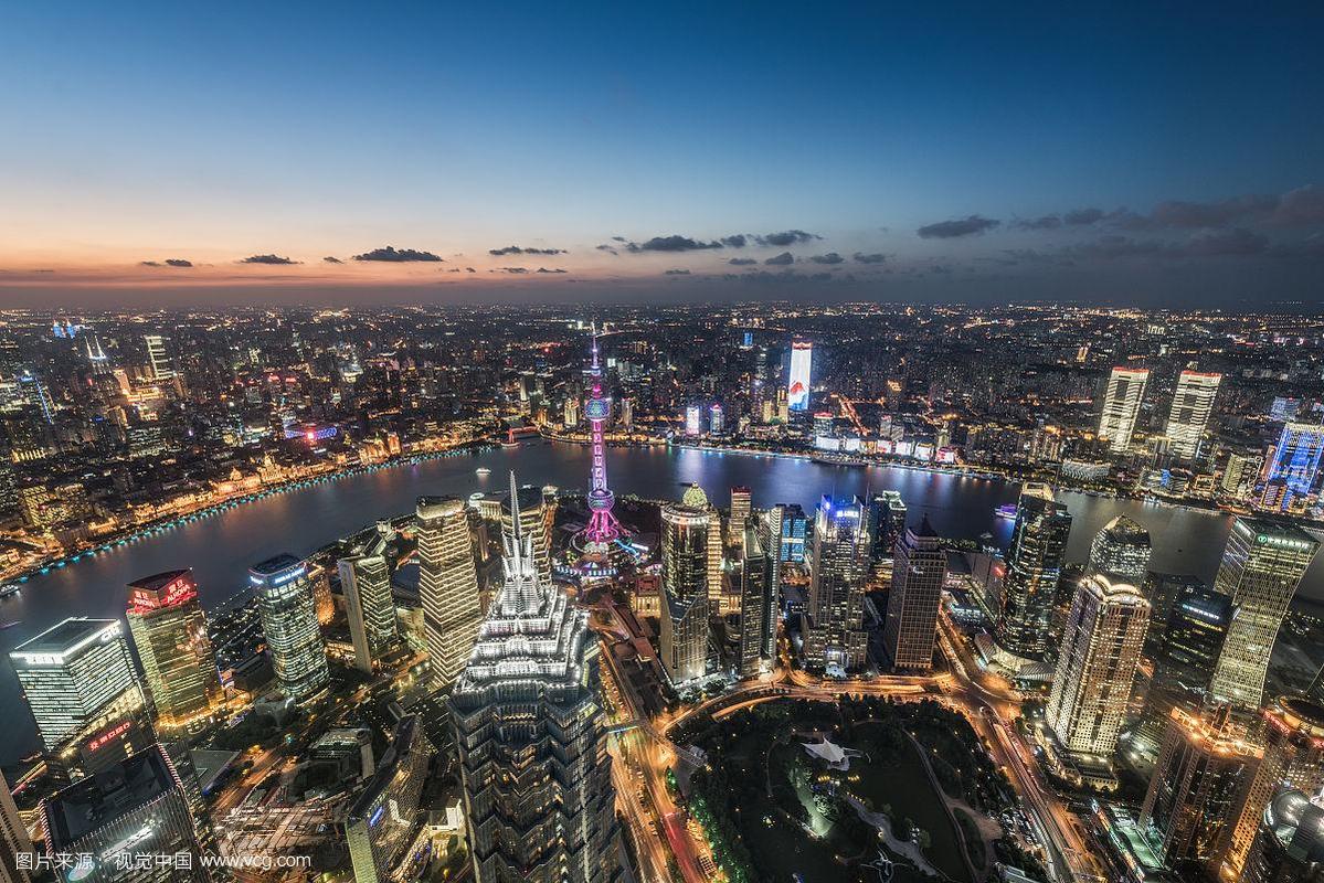 环球金融中心俯拍上海陆家嘴城市建筑群