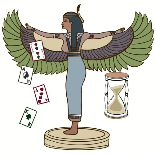 画些古埃及插画埃及的神maat 玛特和天平7215在冥界阿努比斯的