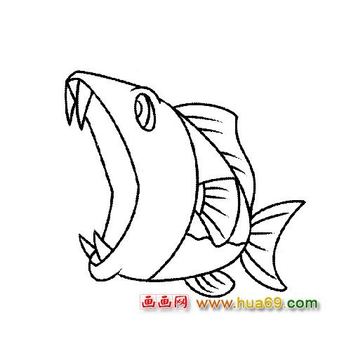 尖牙的鱼简笔画