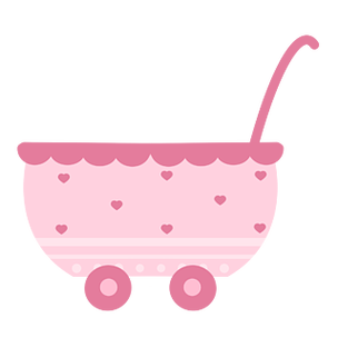 粉色可爱简约卡通婴儿车