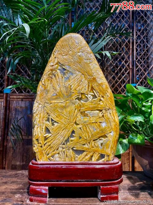 天然造型竹叶石黄金叶竹叶石又称五花石鱼籽石它是一种很有灵性的镇宅