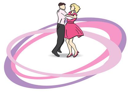 在白色背景上跳舞夫妇一对夫妇舞蹈华尔兹 1 赭石的插图一对夫妇跳