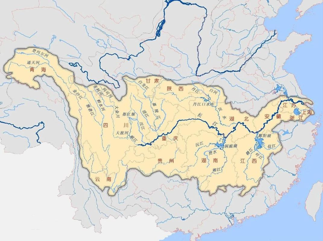 长江流域水系图(图片来源:百度百科)