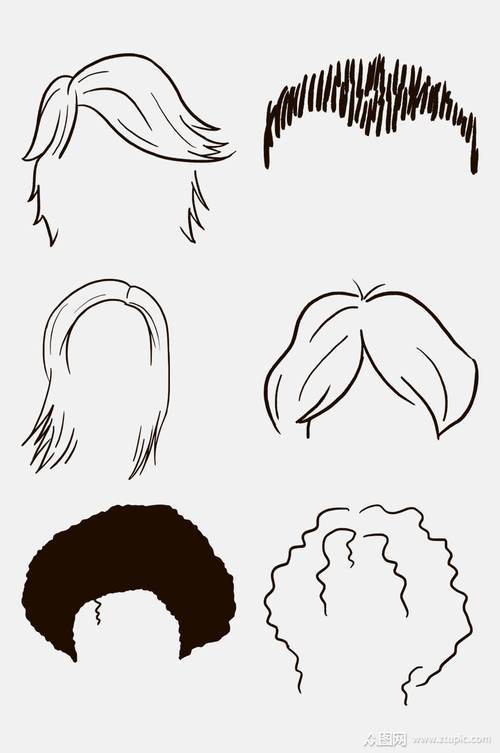 创意头发发型简笔画免抠素材素材