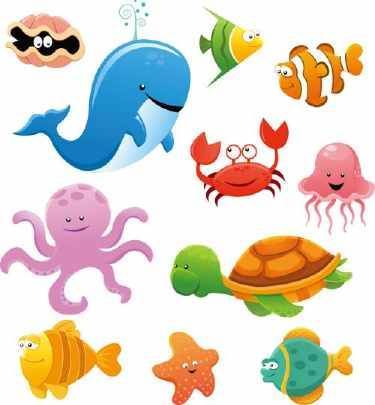 海洋动物简笔画 海洋动物简笔画带颜色