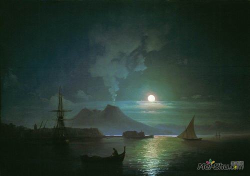 月光下的那不勒斯湾维苏威艾伊瓦佐夫斯基ivanaivazovsky高清作品欣赏