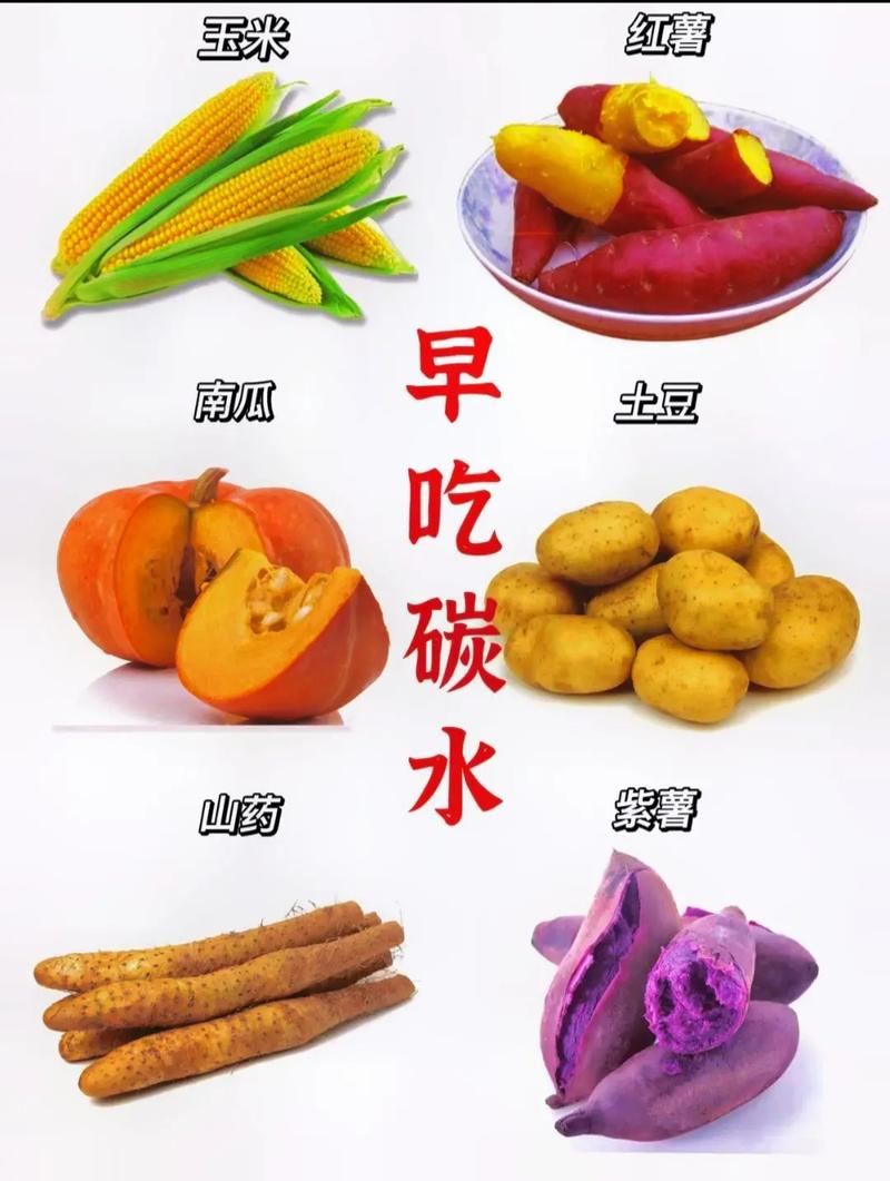 早吃碳水:玉米,红薯,紫薯,南瓜,十豆,山药 芋头 燕麦 藜 - 抖音