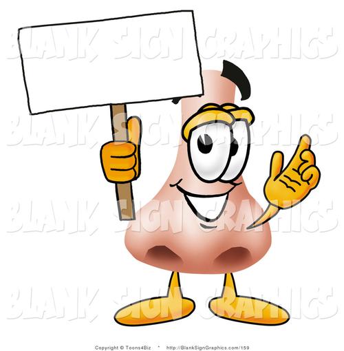 illustration-of-a-happy-nose-holding-a-blank-sign-and-waving-by