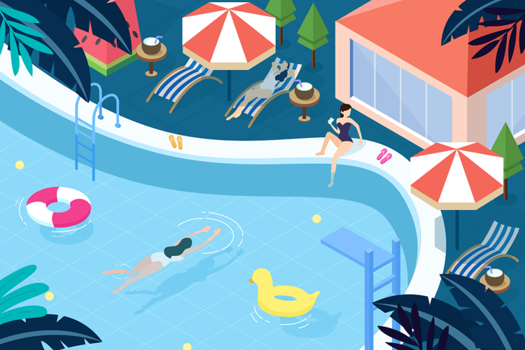 泳池|插画|创作习作|苏格小馨 - 原创作品 - 站酷 (zcool)