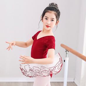 儿童夏季蕾丝舞蹈练功服服女童中国舞民族蓬蓬裙跳舞考级定制纯棉