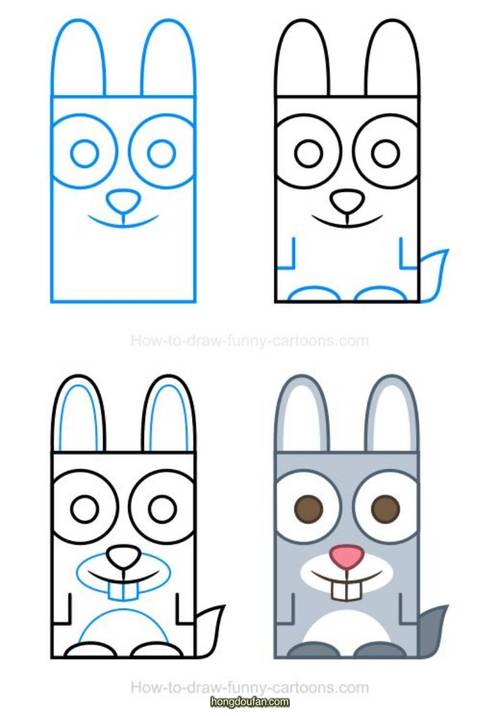 用正方形画兔子兔子简笔画大全