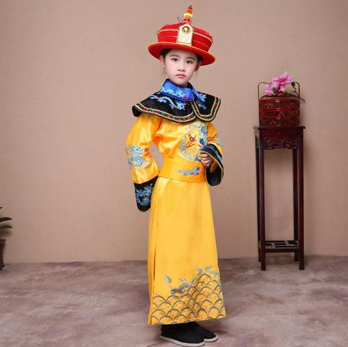 儿童古装龙袍凤袍皇上小阿哥演出服套男童清朝皇帝女童皇后服装