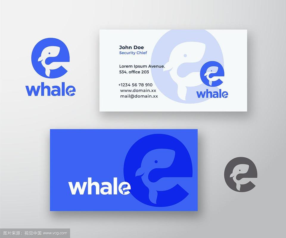 鲸鱼抽象标志和名片