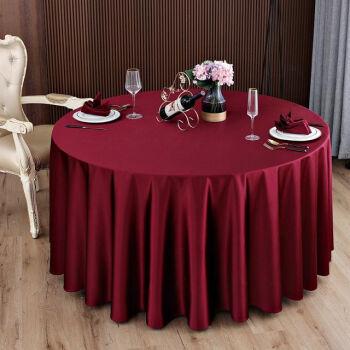 餐厅餐布简约宴会圆形台布餐桌布艺高级感定制酒红色直径180cm桌布