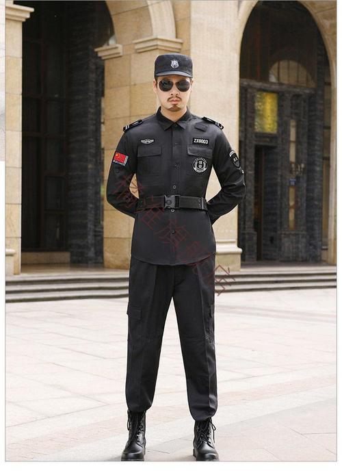 juhuai春秋保安服长袖衬衣黑色作训服形象岗售楼部工作服装物业安保