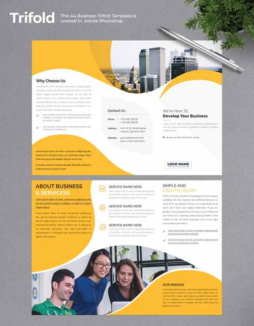 变色鱼提供国外设计素材企业三折页版式设计宣传小册设计模板v1