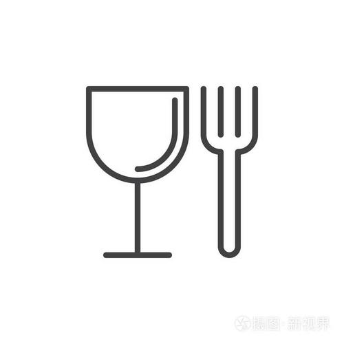餐厅符号标志插图. 可编辑笔画. 像素完美