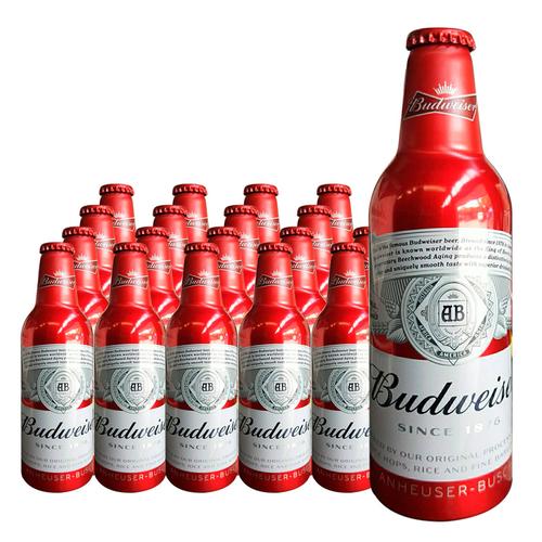 budweiser 百威啤酒小瓶铝罐355ml 24瓶整箱国产红瓶装 啤酒铝瓶 - 痕