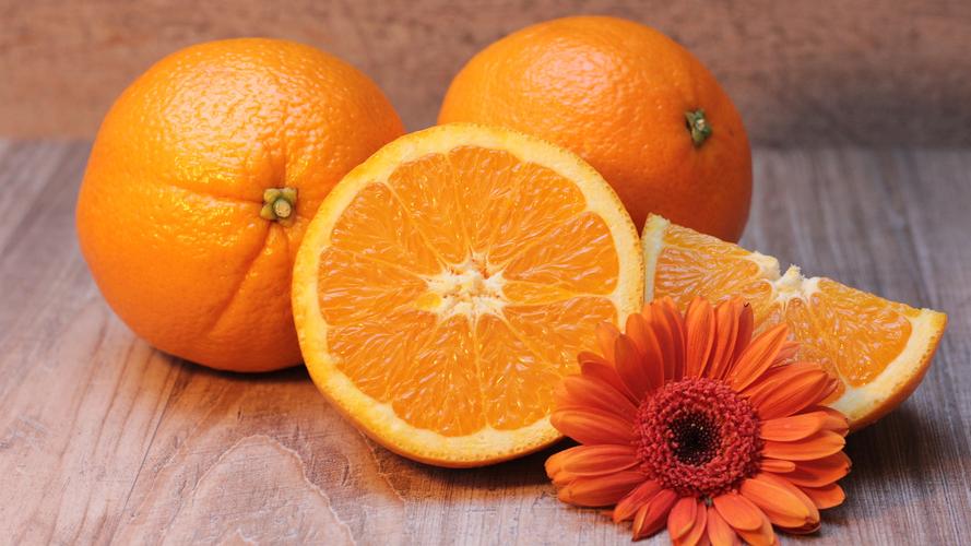 壁纸 橙子,花,水果