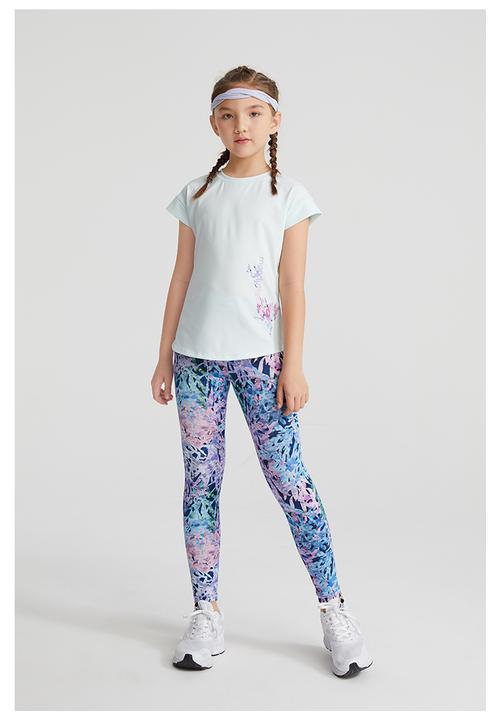 moodytiger2022夏季新款女童瑜伽裤轻薄速干凉感弹力儿童运动舞蹈打底