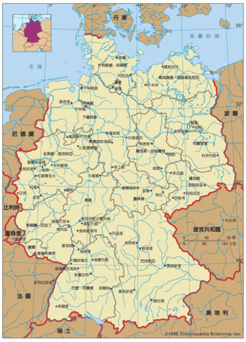 求清晰的德国地图,要有各个州及重要城市