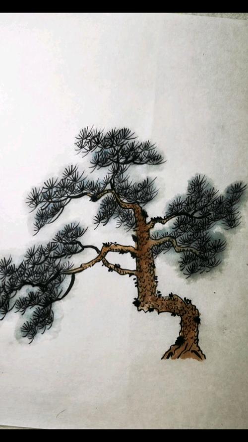 原创,国画松树不同形态的画法