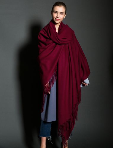 大披肩围巾女冬季100*220超长款纯色羊毛羊绒披毯女士围巾加厚款
