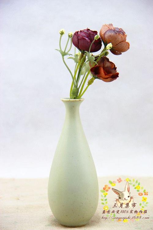 创意纯色小形陶瓷花插花瓶文艺风家居桌面装饰摆件观音瓶中式摆设