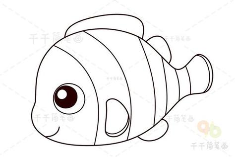 简笔画 13 小丑鱼可爱的小丑鱼简笔画步骤图 怎么画简单 彩色画法简笔