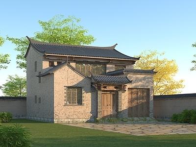 中式传统民居 别墅 独栋别墅 土房子 农村安置房3d模型