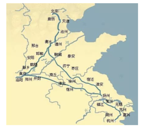 中国大运河北起北京,南达杭州,连接了海河,黄河,淮河,长江和钱塘江