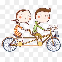 情侣骑双人自行车