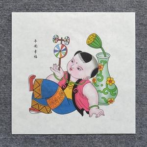 国风年画木板2021年宝宝杨柳青怀旧传统中年画求福年画年画娃娃