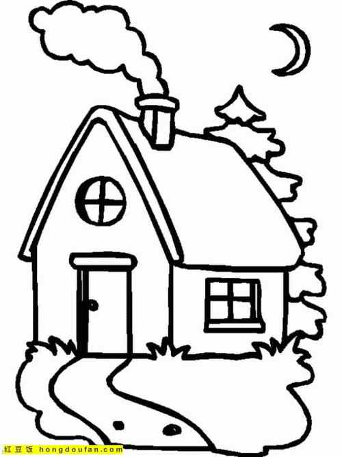 12张可以免费打印的可爱房子卡通涂色简笔画-红豆饭小学生简笔画大全