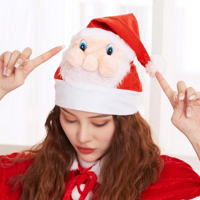 圣诞节装饰品圣诞帽成人儿童可爱圣诞帽老人无纺布帽金丝绒帽子女