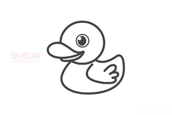 如何画小黄鸭简单又漂亮 来学小黄鸭简笔画步骤 - 聚巧网