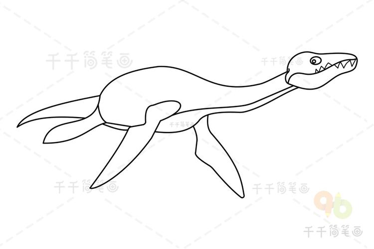 古生物蛇颈龙简笔画
