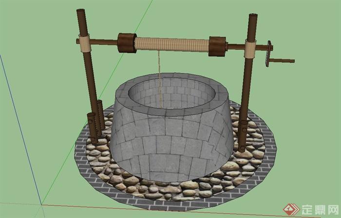 古典中式水井设计su模型