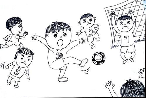 踢足球女孩简笔画卡通