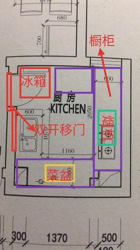 厨房是正方形,想着把三开门大小的冰箱放到厨房,该如何设计