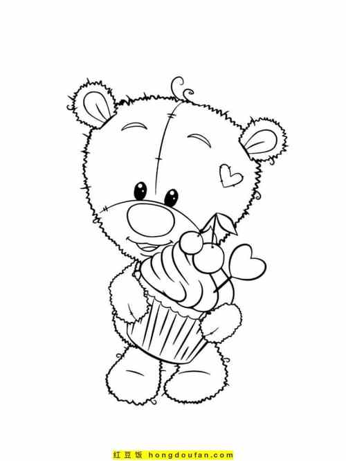 10张毛茸茸的可爱泰迪熊玩具卡通涂色简笔画