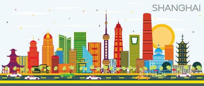 具有现代建筑的商务旅游和旅游理念.上海城市景观与地标.
