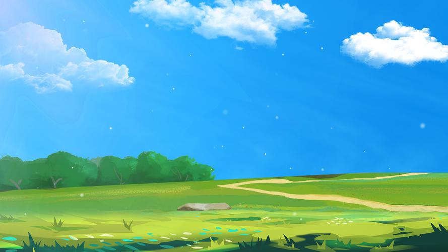4k夏天草地装饰蓝天白云漂浮天空背景视频夏天夏日夏季背景视频夏天